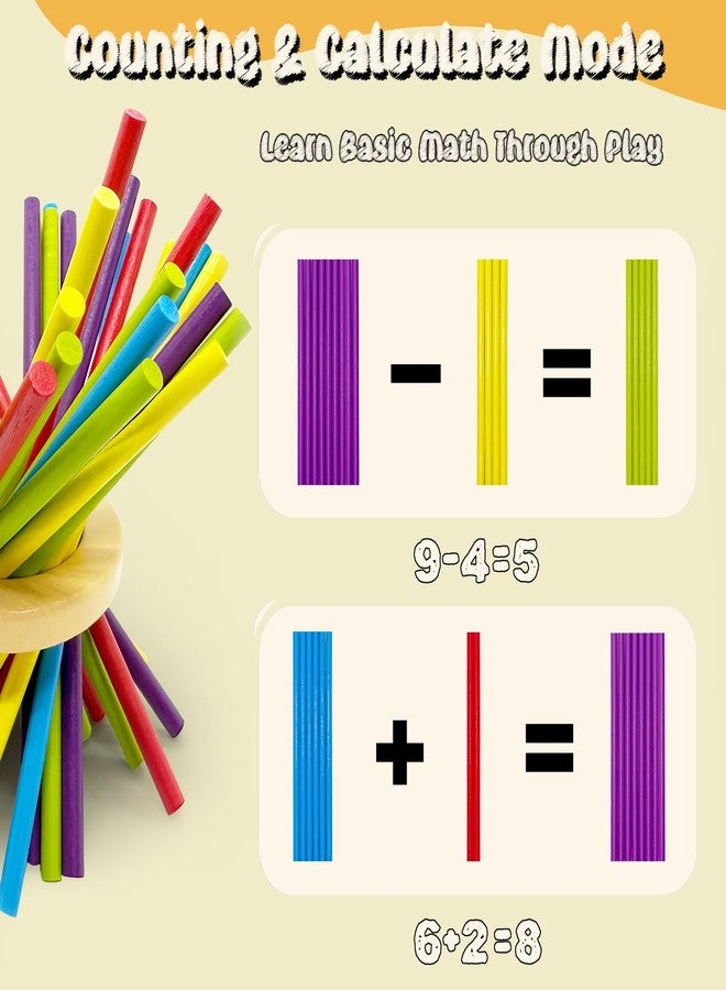 twivah 4-in-1 Board Game for Kids, Wooden Sorting & Stacking|Pick-up Sticks|Counting|Ball Drop Tower, Family Games for Kid and Adult, Montessori STEM Learning Toy for 3 4 5 6 7 8 Year Old Boy Girl - Image 5
